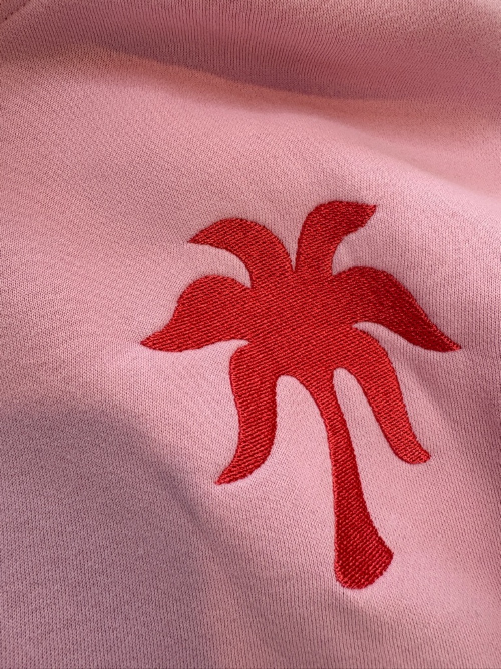 Pink Palm Puff Hooded Sweatshirt with Coral Palm & Hibiscus Embroidery - Picture 4 of 7